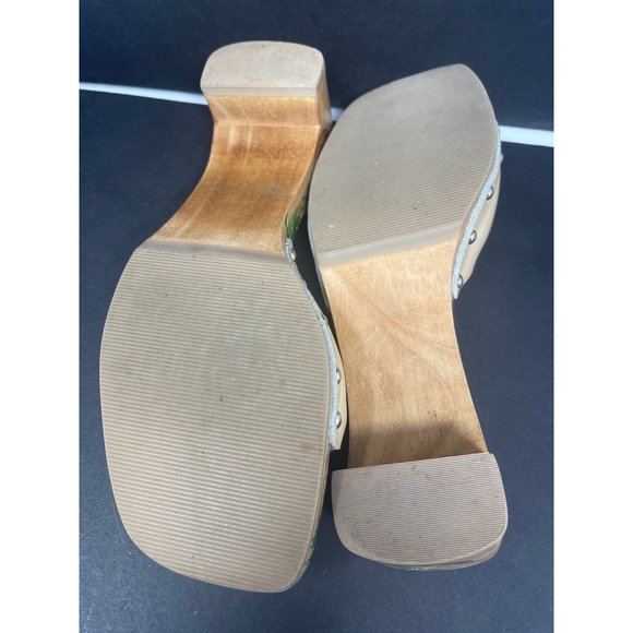 DR SCHOLLS Original Wood Exercise Sandal Leather Size 8M Pineapple Design Brazil - Picture 6 of 7